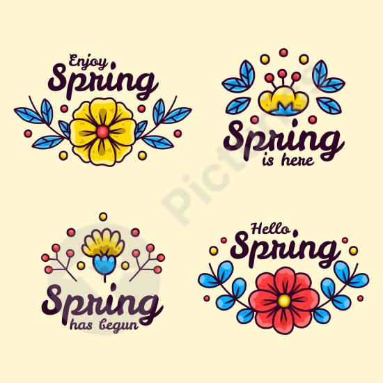 Beautiful hand-drawn spring labels. Perfect for seasonal branding, floral packaging, and creative decorative tag designs.