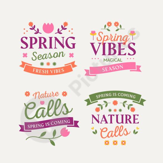 Fresh spring label collection. Perfect for seasonal branding, floral packaging, and creative decorative tag designs.
