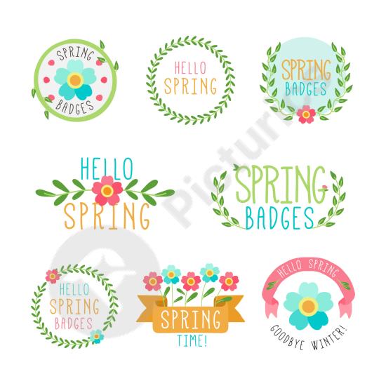 Lovely hand-drawn spring label collection. Perfect for seasonal branding, floral packaging, and decorative tag designs.