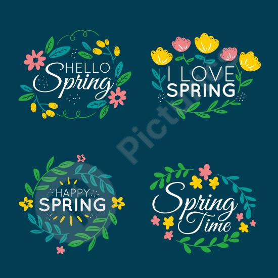 Beautiful hand-drawn spring label collection. Perfect for seasonal branding, floral packaging, and creative tag designs.