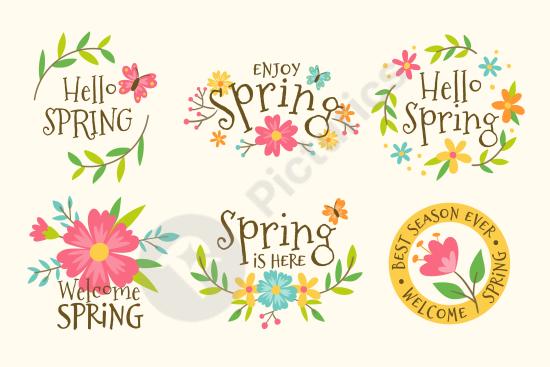 Lovely hand-drawn spring label collection. Ideal for seasonal branding, floral packaging, and creative tag designs.