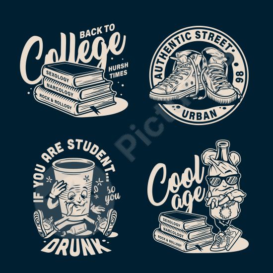 Collection of vintage university emblems. Perfect for educational branding, retro badge designs, and classic academic style projects.