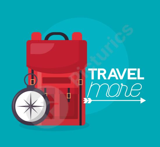 Inspirational "Travel More" poster illustration. Perfect for adventure promotions, travel campaigns, and creative holiday designs.