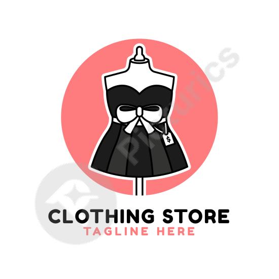 Hand drawn clothing store logo template, perfect for fashion boutiques, creative brands, and artistic modern branding projects.