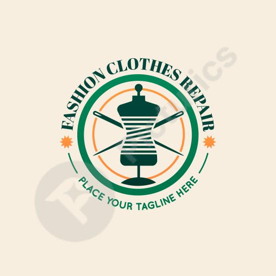 Round fashion logo template, perfect for stylish clothing brands, boutiques, and modern branding projects.