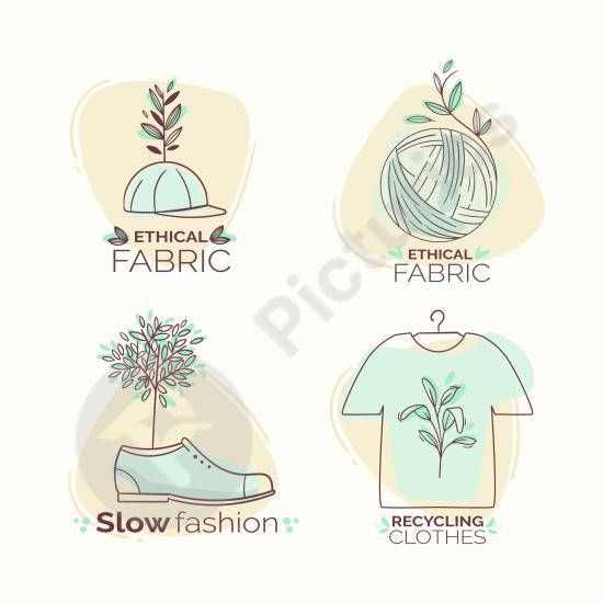 Flat fashion badge collection with stylish labels and emblems, perfect for clothing brands, accessories, and creative design projects.