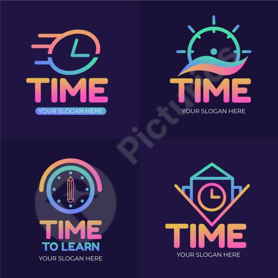 Gradient time logo collection with modern colorful designs, perfect for branding, creative projects, and stylish visual identities.