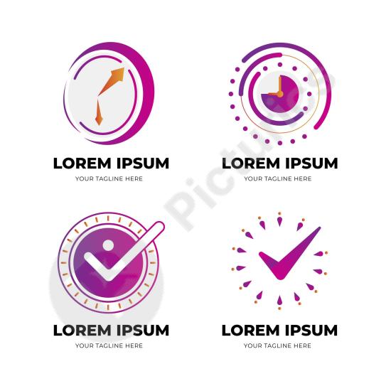 Gradient time logo pack with colorful modern designs, ideal for branding, clock shops, and stylish creative projects.