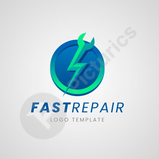 Gradient mechanic repair logo template featuring gear and tool elements, ideal for auto shops, workshops, and modern brand identity design.