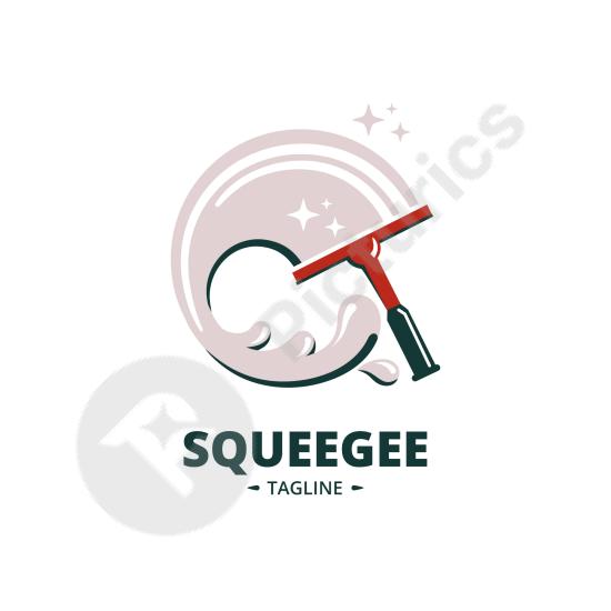 Flat squeegee logo design, perfect for cleaning service branding, window washing businesses, and hygiene-related visual identity projects.