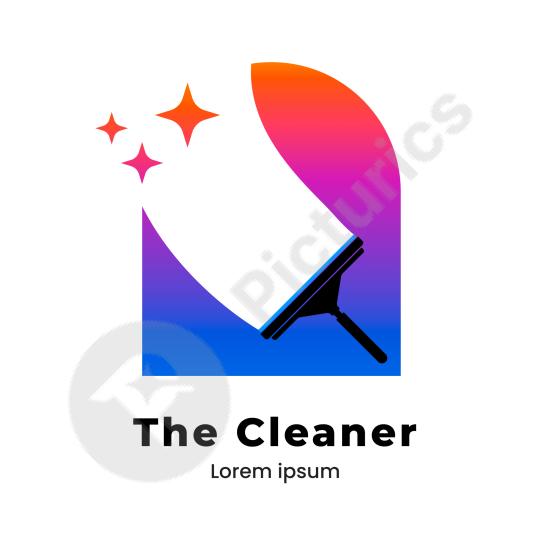 Gradient squeegee logo template, ideal for cleaning service branding, hygiene companies, and professional sanitation business projects.