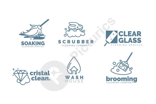 Set of cleaning business logo templates, perfect for hygiene services, sanitation companies, and professional cleaning brand identity projects.