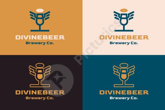 Modern flat brewery logo design, perfect for pubs, bars, craft beer branding, and beverage identity projects.