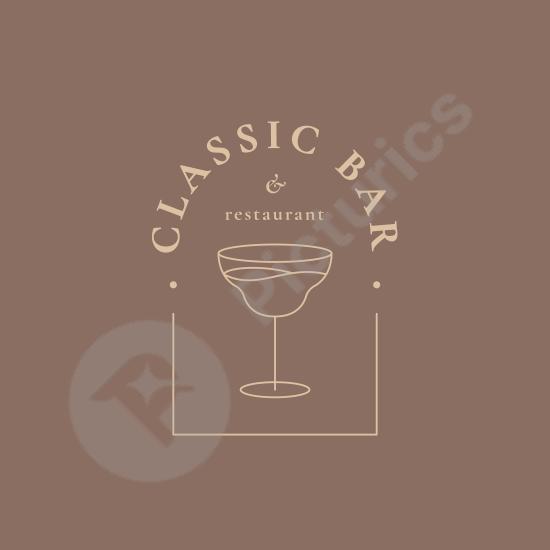 Minimal luxury bar logo template with a cocktail glass, ideal for upscale bars, lounges, beverage branding, and modern identity designs.