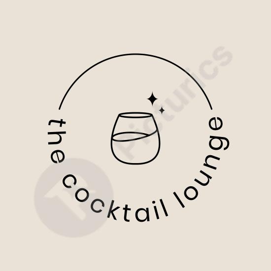 Minimal cocktail lounge logo template with a glass icon, ideal for bars, beverage branding, mixology, and modern identity designs.