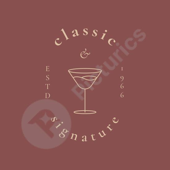 Luxury bar logo template with minimal cocktail glass illustration, perfect for modern bar branding, premium drinks, and stylish identity design.