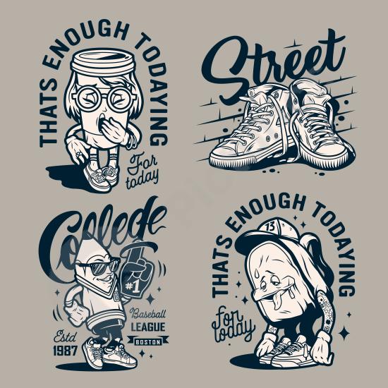 Set of vintage university labels with retro style emblems, ideal for education projects, branding, posters, and classic design themes.