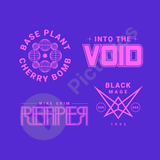 Flat design Y2K logo set with trendy retro aesthetic, perfect for fashion, branding, digital art, and creative design projects.