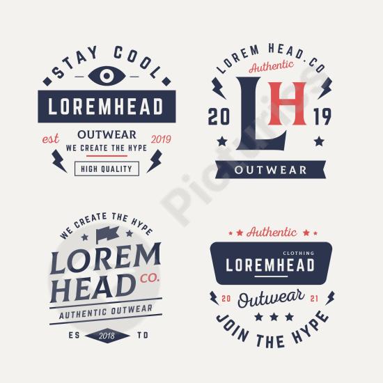 Set of vintage outerwear badges, ideal for clothing brands, retro fashion designs, and apparel branding projects.