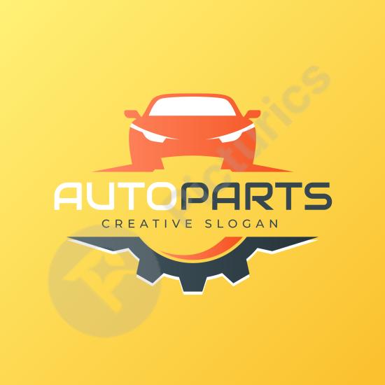 Modern gradient auto parts logo design, ideal for car repair shops, vehicle services, and mechanical branding with a professional look.