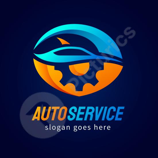 Gradient automobile service logo design ideal for garages, car repair shops, and vehicle service branding with a modern professional look.