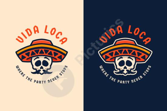 Hand-drawn Mexican bar logo template, perfect for branding restaurants, tequila bars, or vintage-style food and drink identity projects.