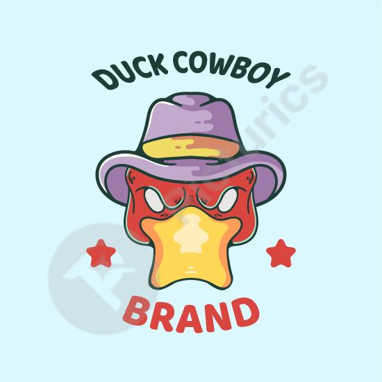 Cute duck wearing a cowboy hat illustration, perfect for cartoons, kids designs, western themes, and creative animal graphics.