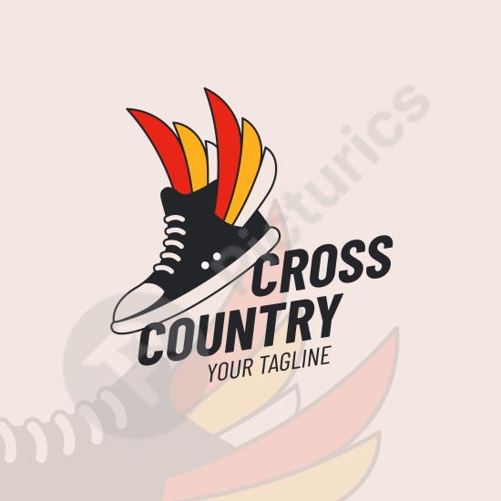 Flat design cross country logo, great for running clubs, athletic events, or branding projects needing a modern and sporty emblem.