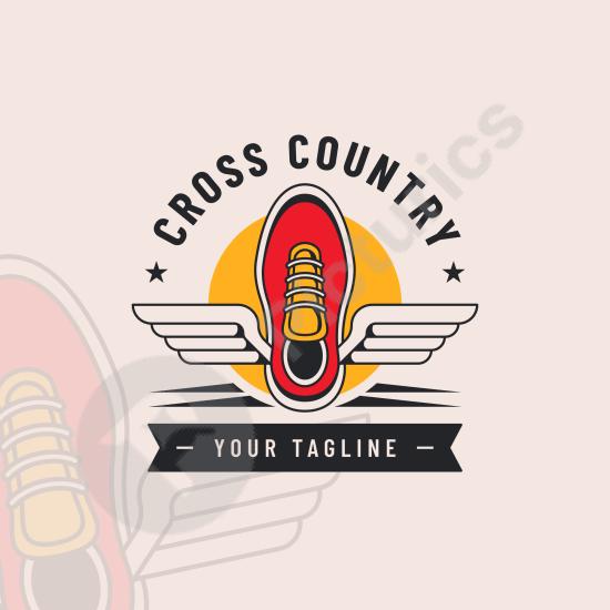 Flat design cross country logo, ideal for sports clubs, running events, or branding projects that need a clean and modern athletic emblem.