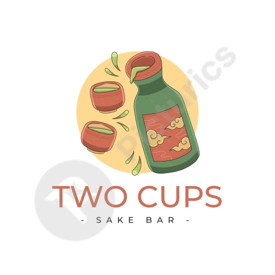 Hand-drawn sake logo design ideal for Japanese bars, restaurants, alcohol brands, and beverage businesses seeking unique branding.