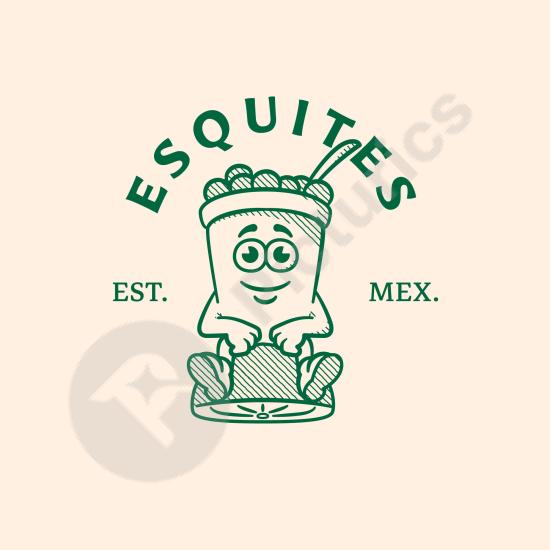 Esquites logo design template for food branding, Mexican street food, and marketing projects, featuring flat and modern style.