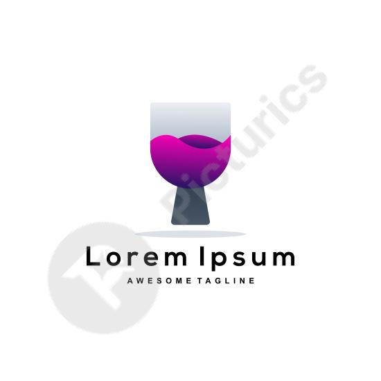 Colorful hand-drawn wine logo illustration ideal for vineyard branding, wine labels, or beverage-related design projects.