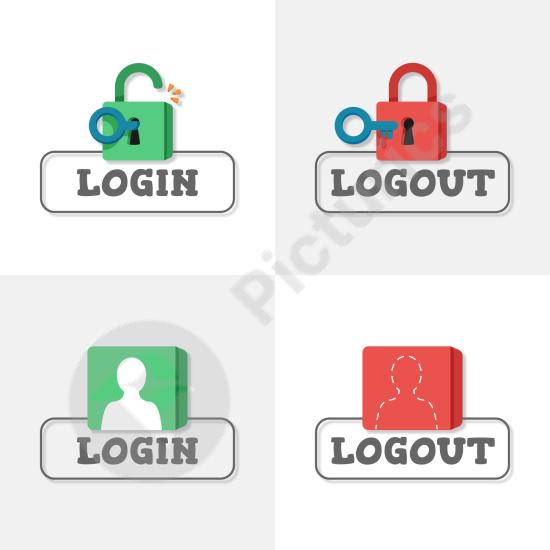 Hand-drawn login and logout button icons, perfect for user interface, app design, or website access features.