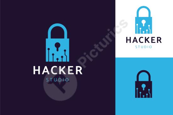 Modern creative hacker logo template with tech-inspired style, ideal for cybersecurity, digital branding, or tech business identity.