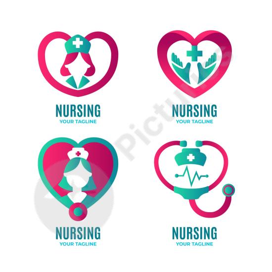 Gradient nurse logo templates perfect for medical branding, hospitals, clinics, wellness centers, and healthcare design projects.