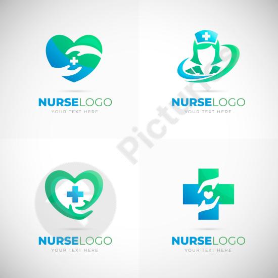 Gradient nurse logo pack perfect for hospitals, clinics, and healthcare branding with a modern medical design style.