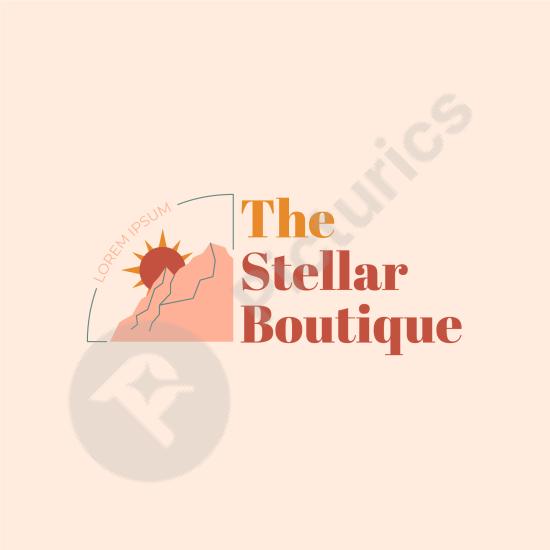 Minimal flat boho sun logo template, ideal for branding, fashion, wellness, and creative design projects.