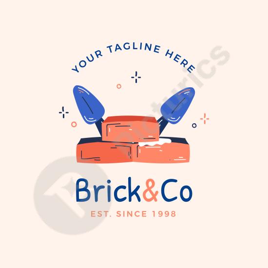 Modern brick logo template in flat style, perfect for construction, architecture, real estate, and creative branding projects.