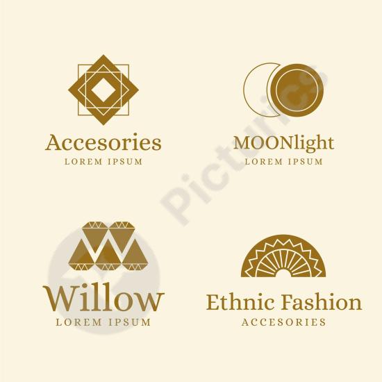 Collection of flat fashion accessories logos with a modern and stylish design, ideal for branding clothing lines, boutiques, and creative projects.