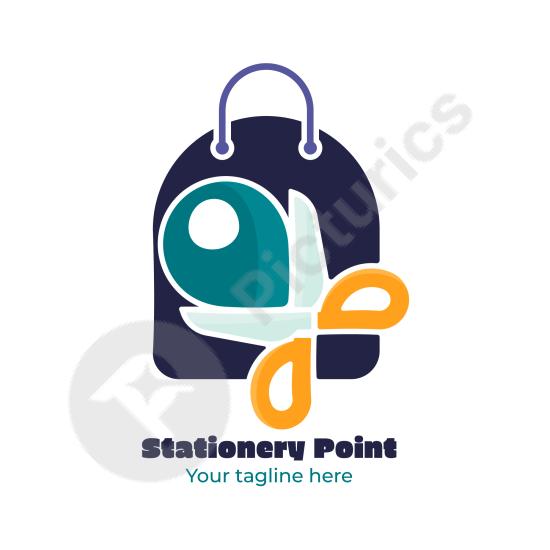 Creative stationery shop logo template, perfect for office supplies, school stores, paper goods, and modern branding designs.