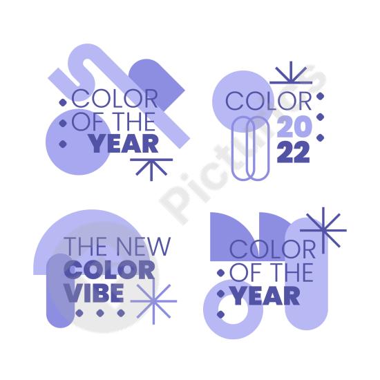 Collection of flat very peri labels, perfect for modern graphic design, branding, and creative projects.