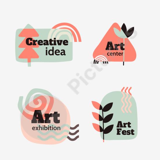 Set of muted color palette labels, perfect for modern graphic design, creative projects, and branding or identity work.