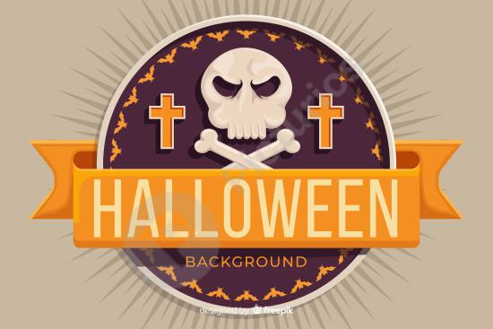 Flat Halloween background with spooky design, perfect for posters, banners, invitations, and festive holiday projects.