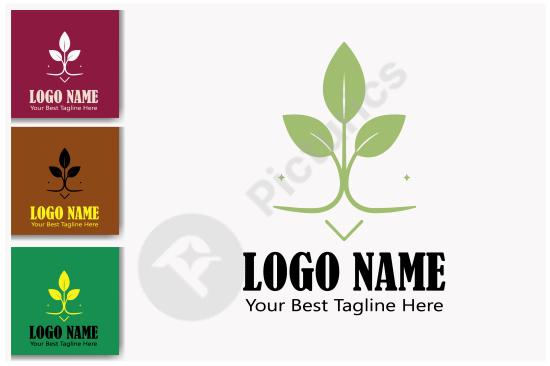 Set of green sprout logo variations on different backgrounds, perfect for eco brands, organic products, and nature-inspired design projects.