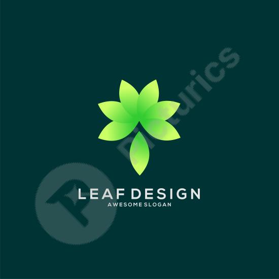 Minimalist gradient leaf logo design with a clean and modern style, ideal for eco brands, nature products, or sustainable business identities.