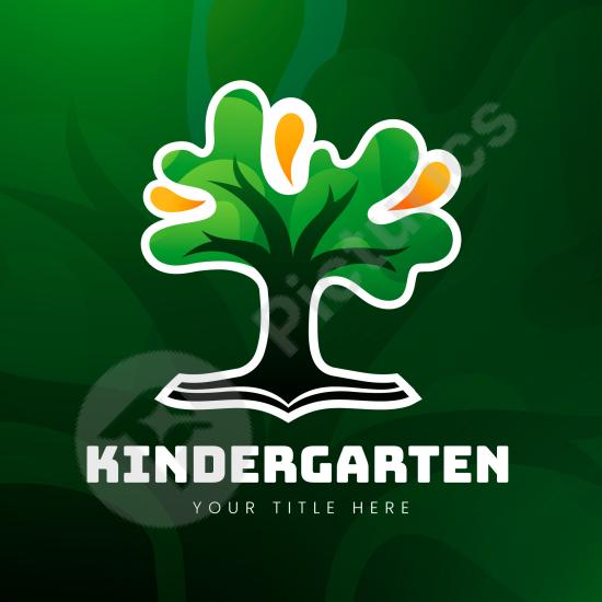 Colorful gradient kindergarten logo template with a playful and modern design, perfect for schools, childcare centers, and educational brands.