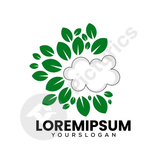Vector cloud leaf logo design with modern eco style, ideal for branding, environmental projects, and nature-inspired visual identities.