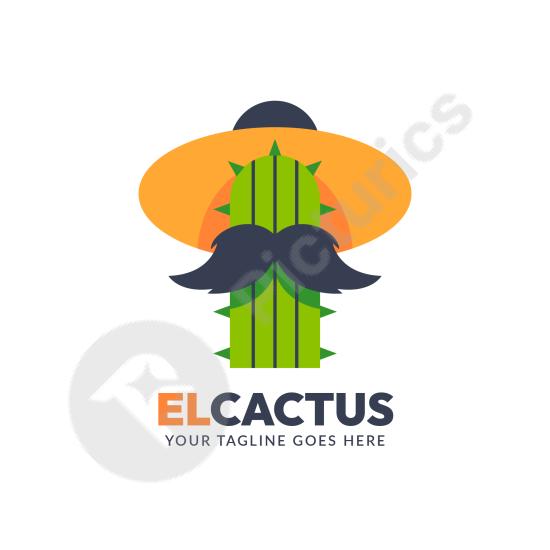 Flat cactus logo template with modern design, perfect for branding, eco projects, desert-themed businesses, and nature-inspired visuals.