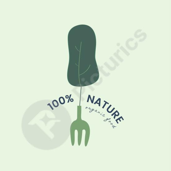 Natural organic food logo with eco-friendly style, ideal for branding, packaging, health products, and sustainable or organic business projects.
