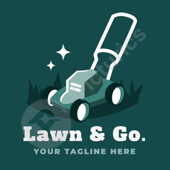 Flat lawn mower logo design with modern style, perfect for gardening businesses, landscaping services, and outdoor equipment branding.